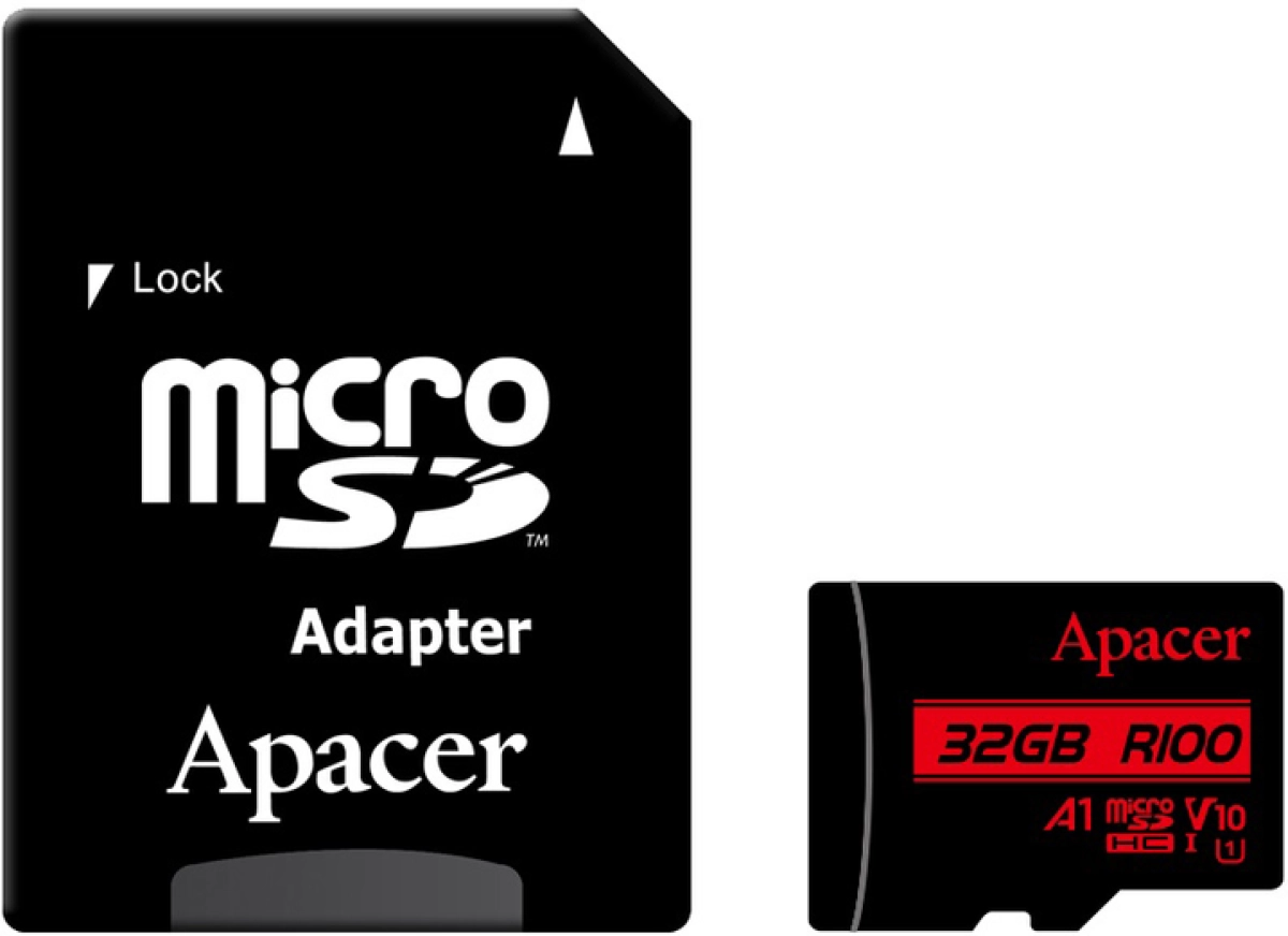 Apacer - 32 GB, Class 10, 100 MB/s., micro SD HC + adapterна ниска цена с бърза доставка - BestPC.BG