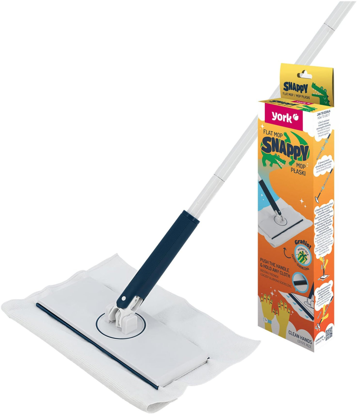 Моп York Snappy, с микрофибърна кърпа, 25 х 9.5 х 120 cmна ниска цена с бърза доставка - BestPC.BG