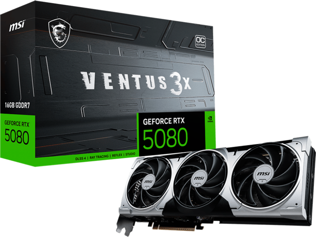 Видеокарта MSI Video Card Nvidia GeForce RTX 5080 16G VENTUS 3X OC PLUS,на ниска цена с бърза доставка - BestPC.BG