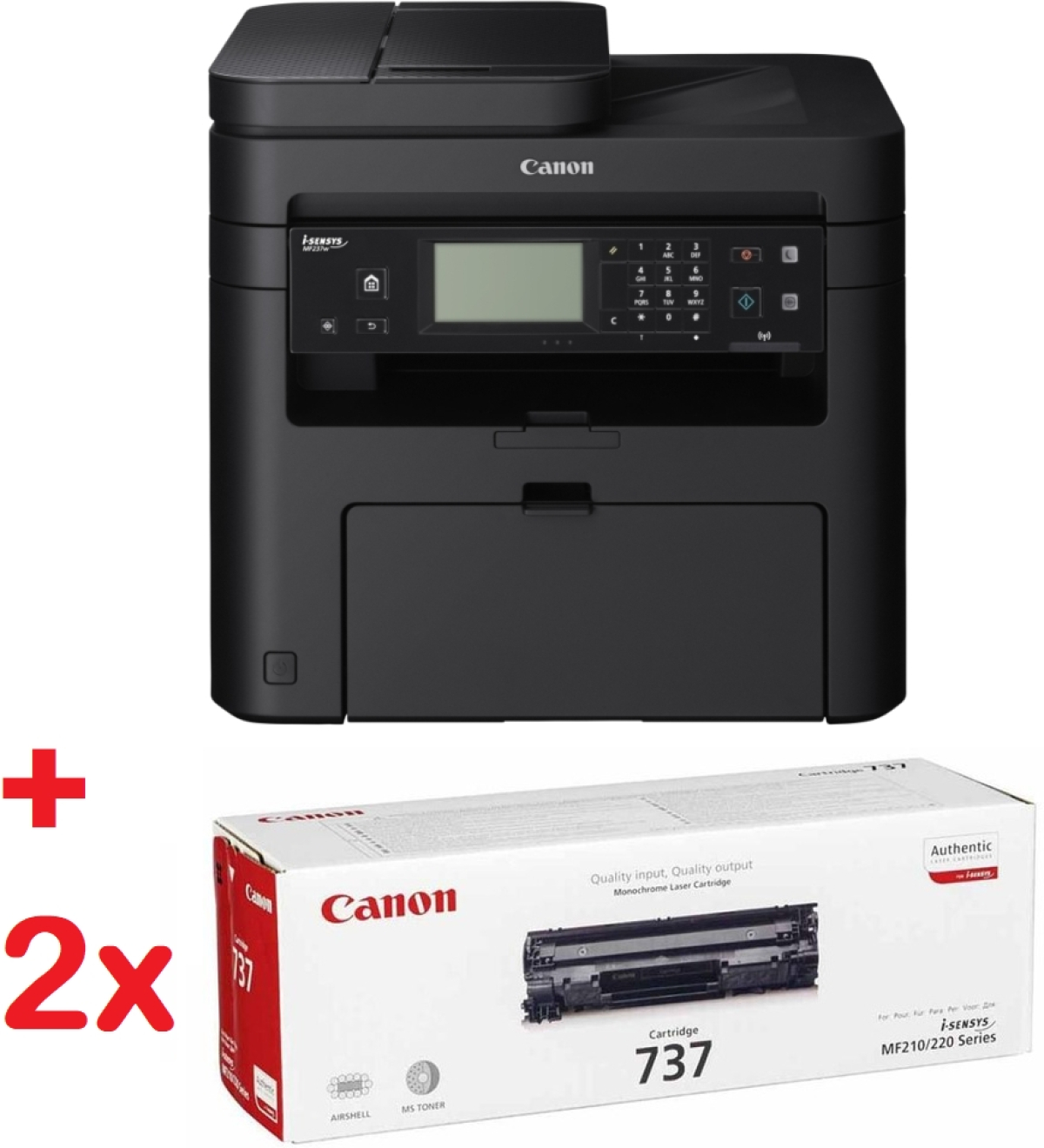 Мултифункционално у-во Canon i-SENSYS MF237w Printer-Scanner-Copier-Fax + 2x Canon CRG-737на ниска цена с бърза доставка - BestPC.BG