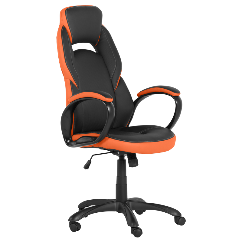 Геймърски стол Carmen 7511 - черно-оранжевна ниска цена с бърза доставка - BestPC.BG