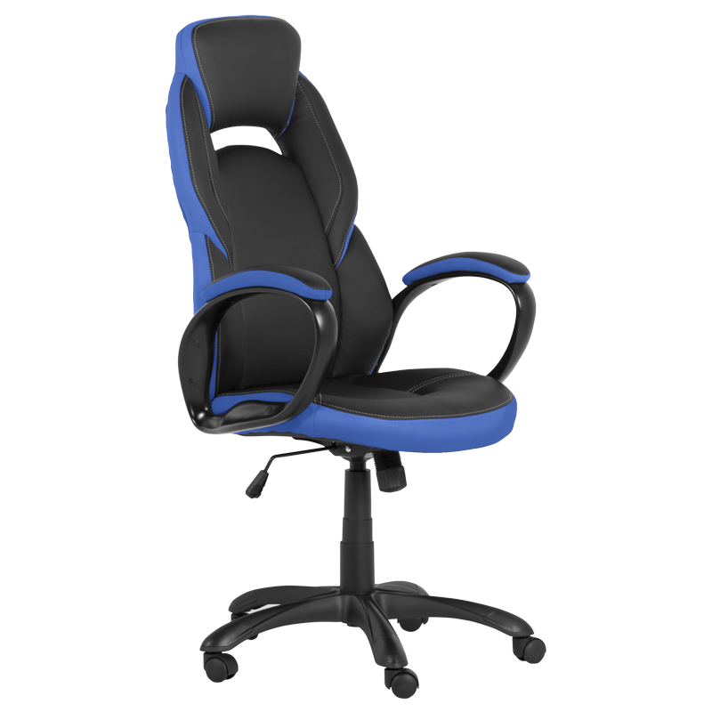 Геймърски стол Carmen 7511 - черно-синна ниска цена с бърза доставка - BestPC.BG