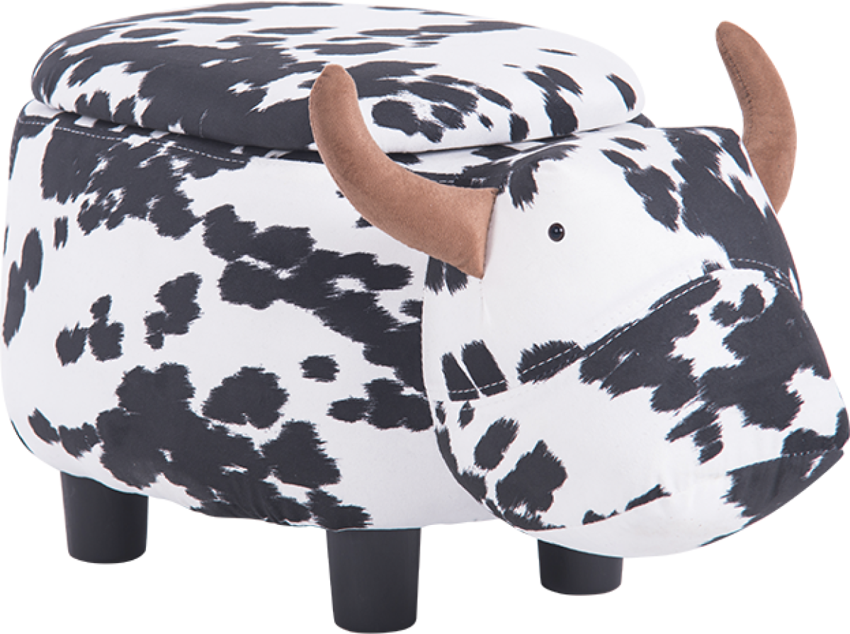 Детска табуретка с ракла - черно-бяла кравана ниска цена с бърза доставка - BestPC.BG