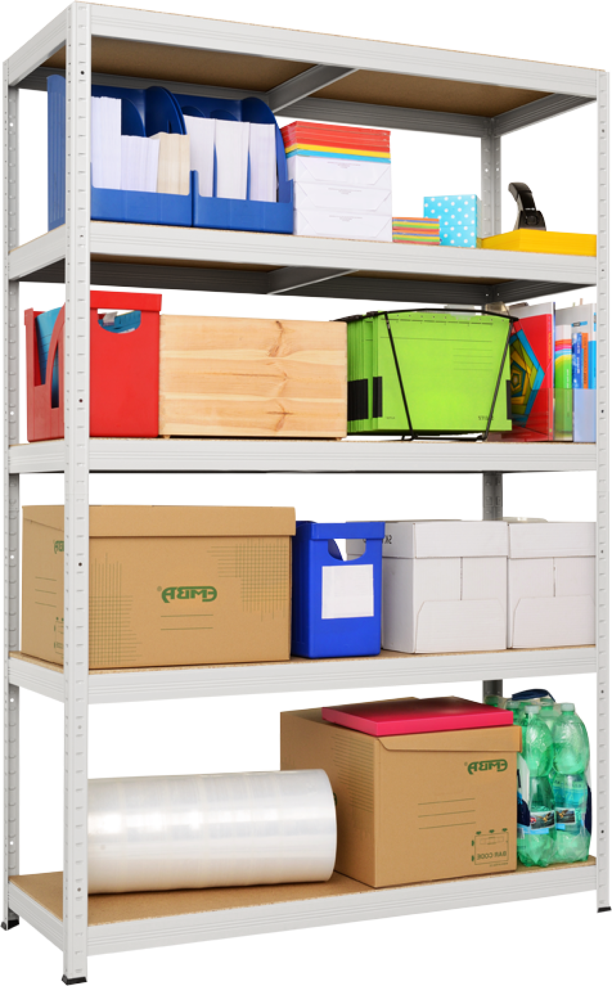 Метален стелаж STAR PLUS 180x120x45 см, до 250 кг на рафт - бялна ниска цена с бърза доставка - BestPC.BG