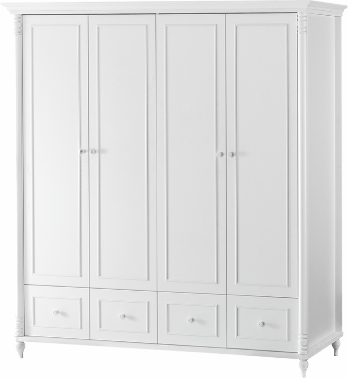 Четирикрилен детски гардероб  с чекмеджета NIL - бялна ниска цена с бърза доставка - BestPC.BG