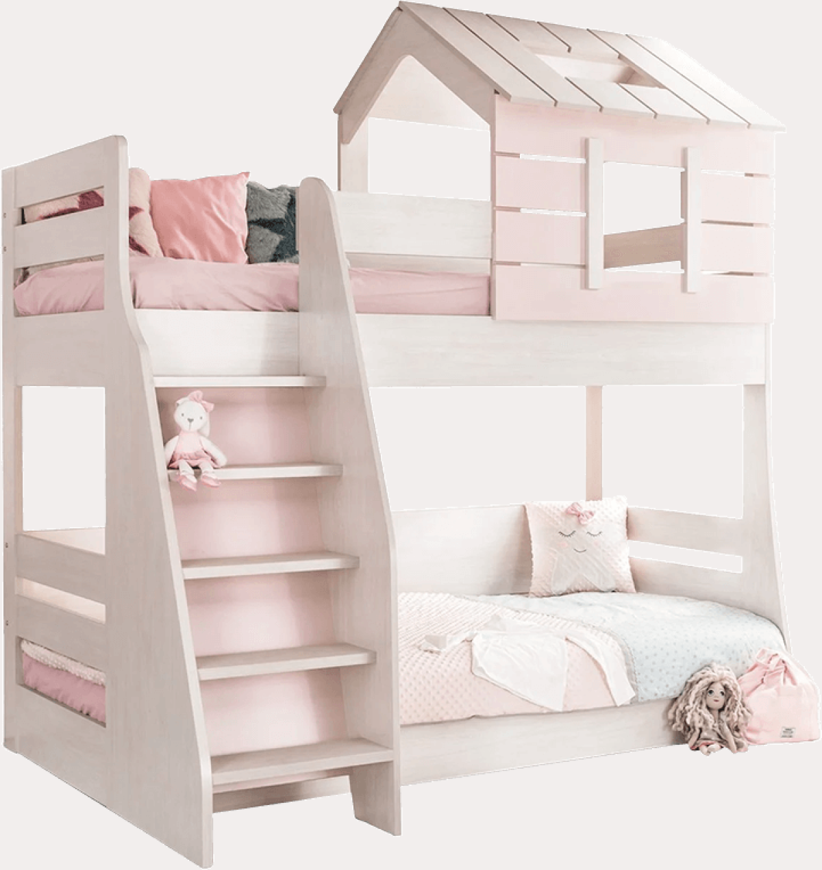 Двуетажно детско легло PINK HOUSE - лявона ниска цена с бърза доставка - BestPC.BG