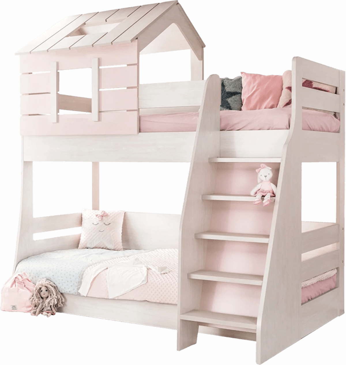 Двуетажно детско легло PINK HOUSE - дяснона ниска цена с бърза доставка - BestPC.BG