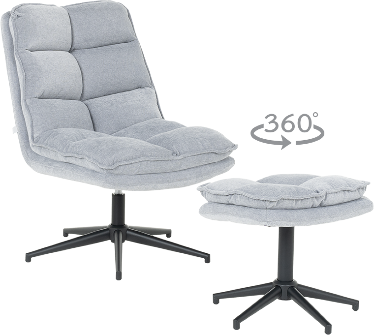 Кресло с табуретка JANET - светлосивона ниска цена с бърза доставка - BestPC.BG