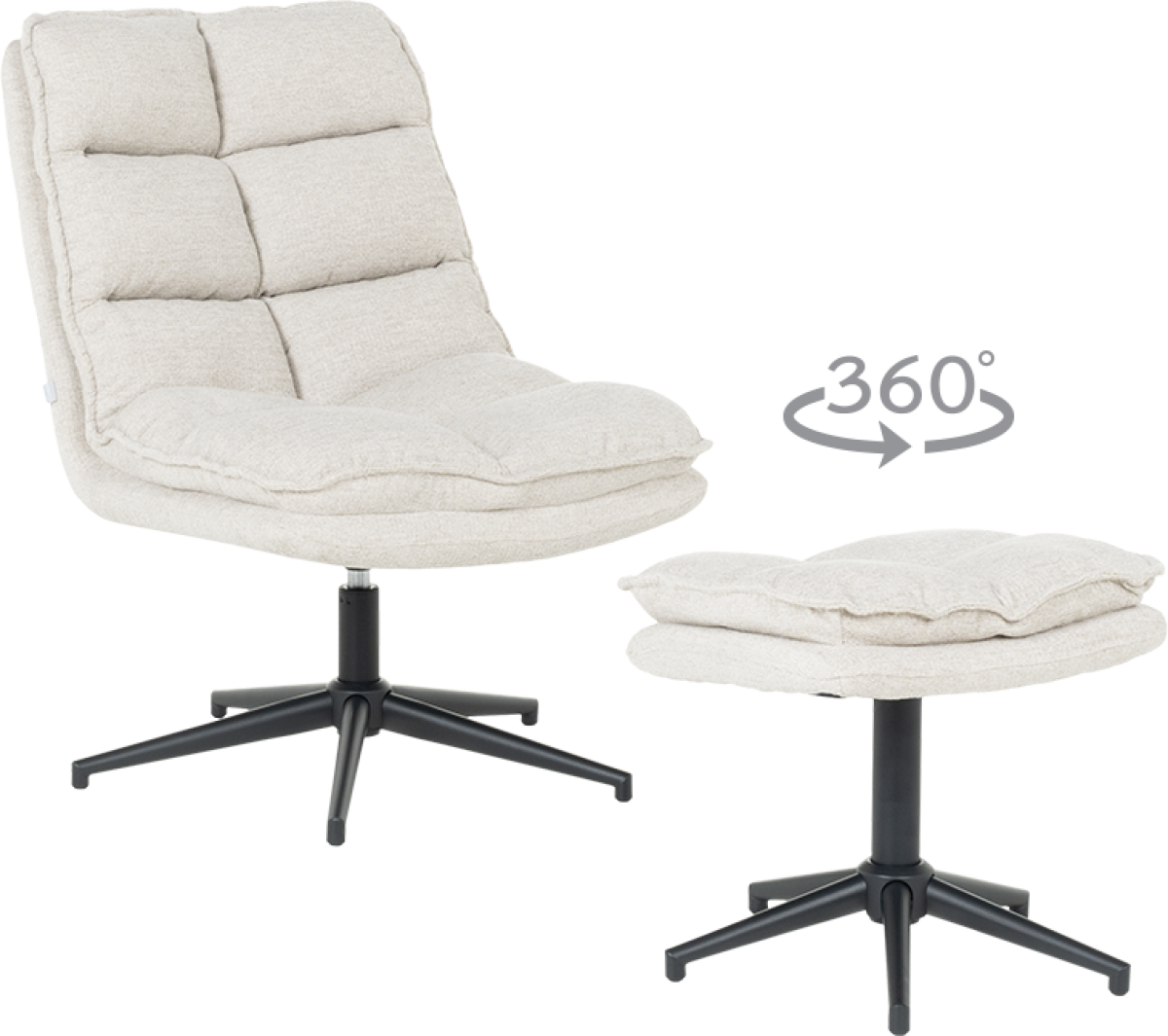 Кресло с табуретка JANET - кремна ниска цена с бърза доставка - BestPC.BG