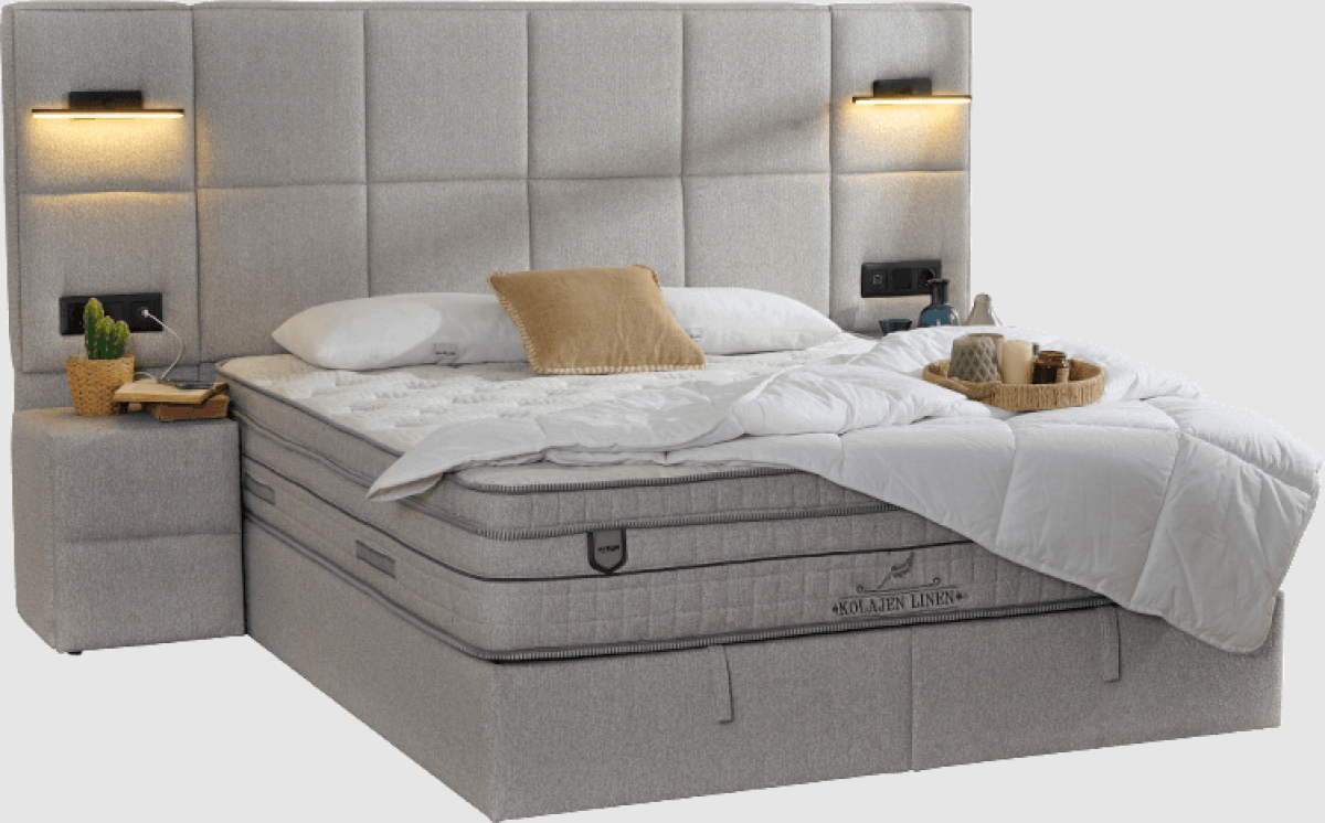 Тапицирана спалня с матрак COMFORT 160 x 200 - бежов 05на ниска цена с бърза доставка - BestPC.BG