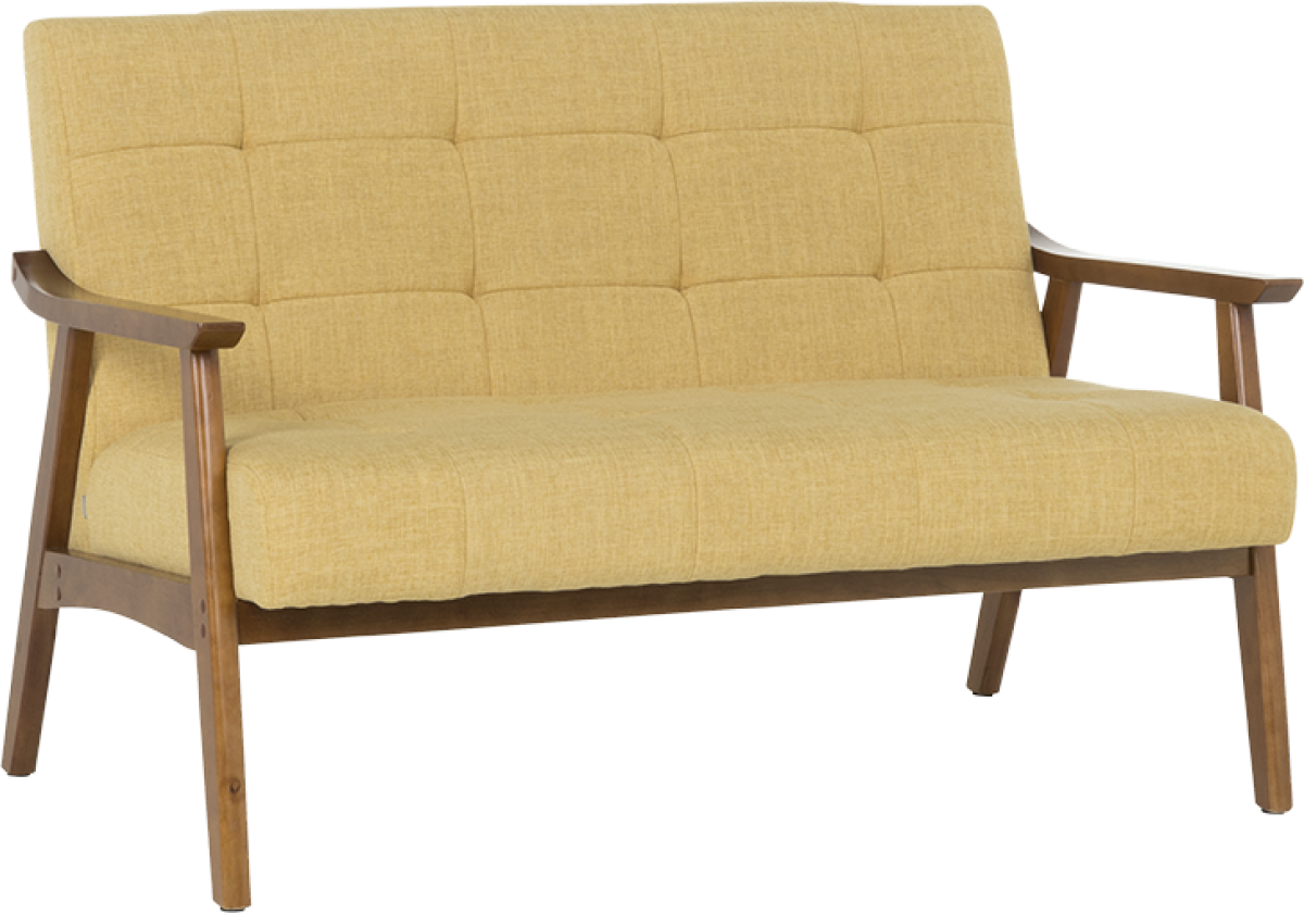 Двуместно канапе PABLO - орех / жълтона ниска цена с бърза доставка - BestPC.BG