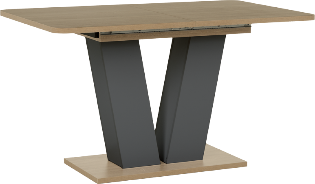Разтегателна трапезна маса VEGAS T - дъб вотан / тъмносивна ниска цена с бърза доставка - BestPC.BG