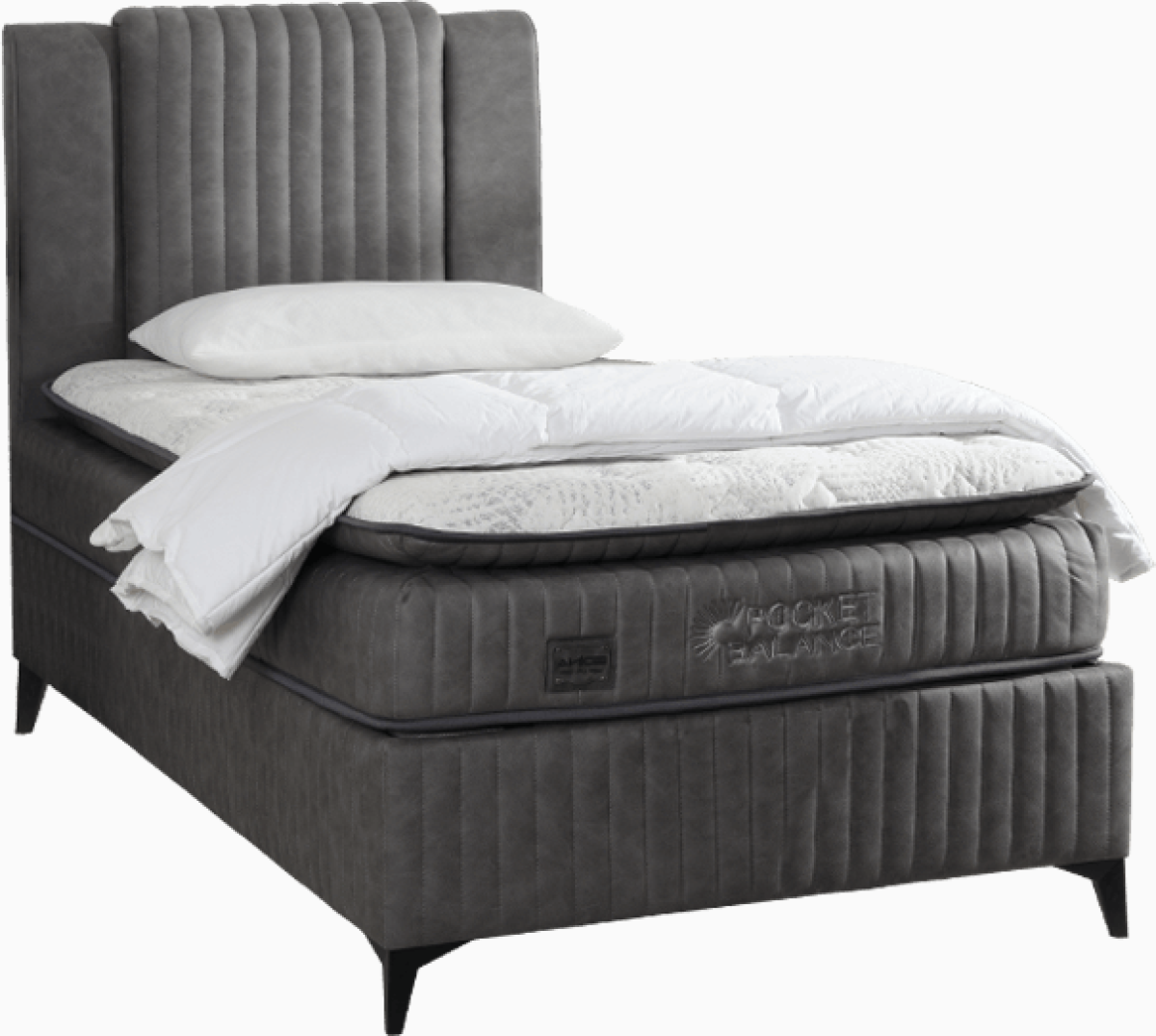 Тапицирано легло с матрак POCKET BALANCE 100 x 200 - сив 12на ниска цена с бърза доставка - BestPC.BG