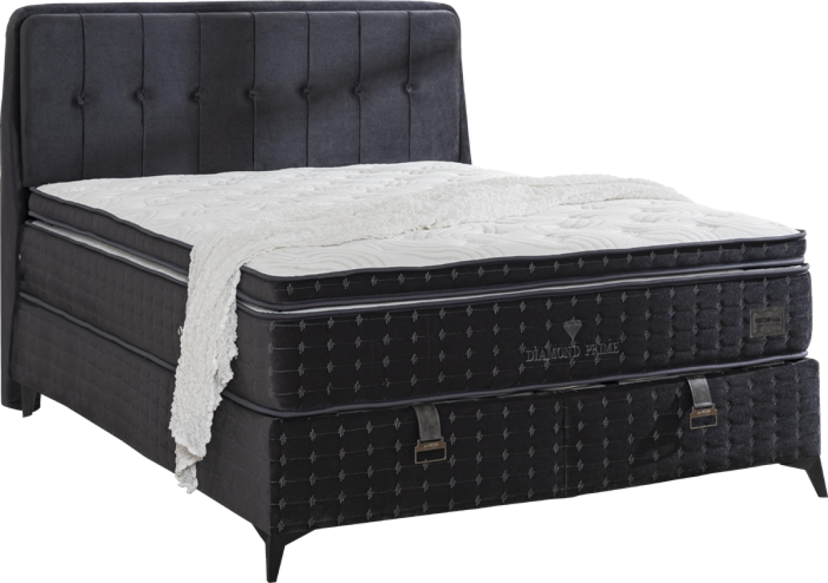 Тапицирана спалня с матрак DIAMOND PRIME 160 x 200 - антрацит 14на ниска цена с бърза доставка - BestPC.BG
