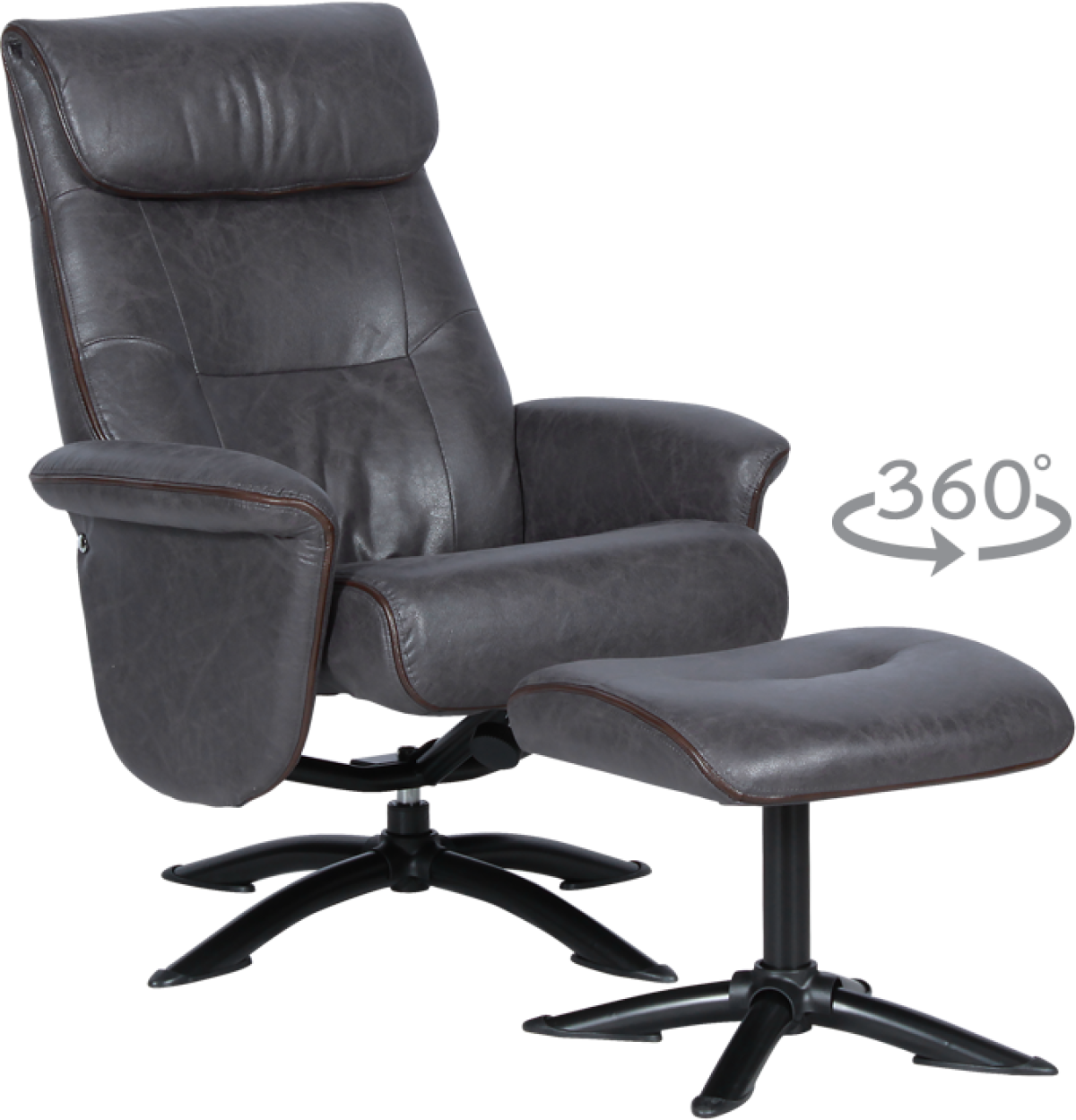 Кресло с табуретка EMA - тъмносивона ниска цена с бърза доставка - BestPC.BG