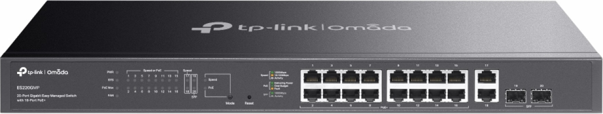 Комутатор/Суич TP-Link Omada ES220GMP Gigabit Easy Managed Switch с 16 PoE+ портана ниска цена с бърза доставка - BestPC.BG