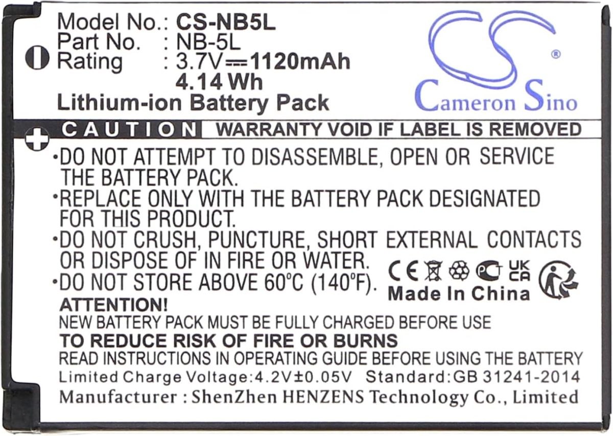 Аксесоар за фотоапарат Батерия за апарат CANON NB5L Li-Ion 3.7V, 1000MAH, Cameron Sinoна ниска цена с бърза доставка - BestPC.BG