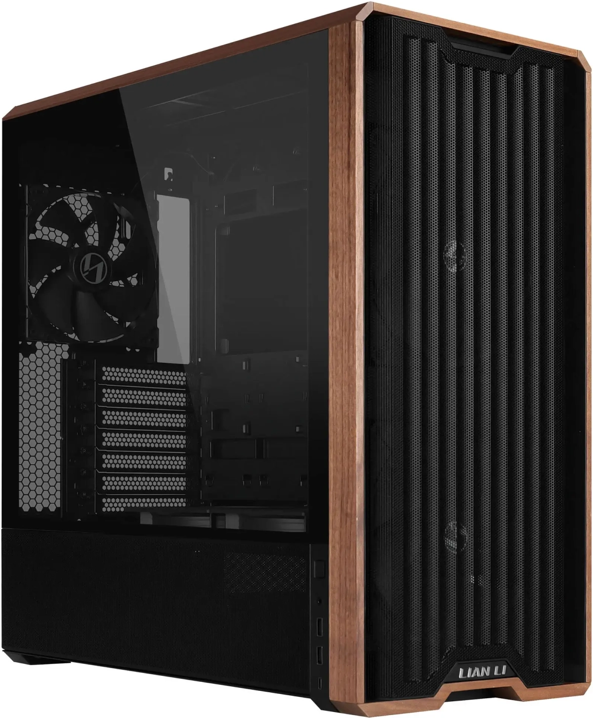 Кутия Lian-Li LANCOOL 217 Mid-Tower, Tempered Glass, Wood-Blackна ниска цена с бърза доставка - BestPC.BG