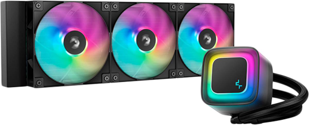 DeepCool LE360 V2, 360 мм. течно охлаждане за процесор, 3 x 120 мм. PWM ARGB вентилатора, ARGB блок, Черенна ниска цена с бърза доставка - BestPC.BG