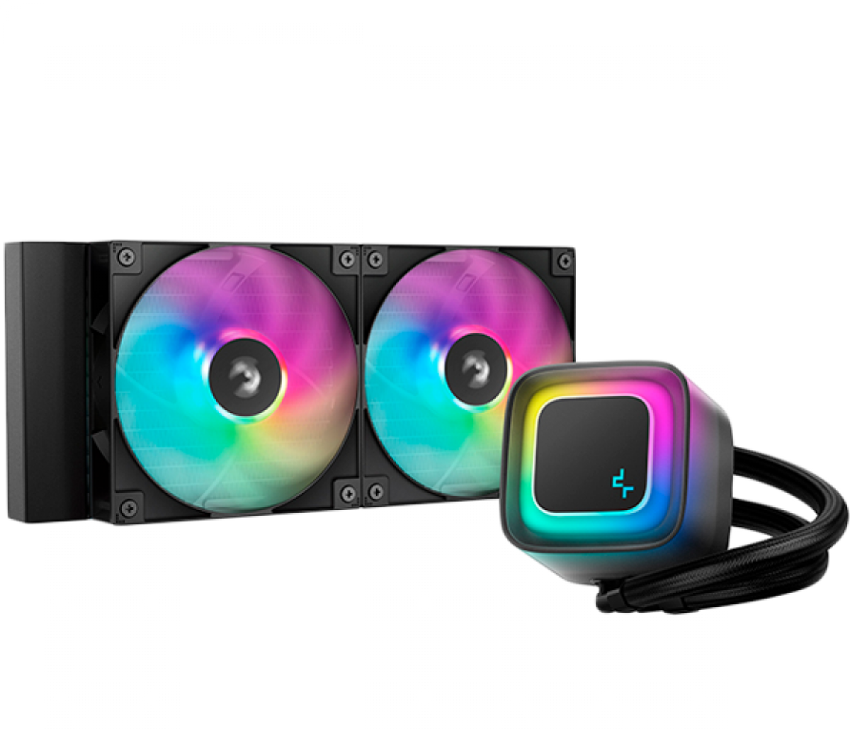Водно охлаждане DeepCool LE240 V2, 240 мм., 2 x 120 мм. PWM ARGB вентилатора, ARGB блок, Черенна ниска цена с бърза доставка - BestPC.BG