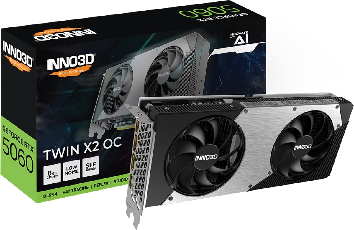 Видеокарта Inno3D GeForce RTX 5060 8GB GDDR7 Twin X2 OCна ниска цена с бърза доставка - BestPC.BG