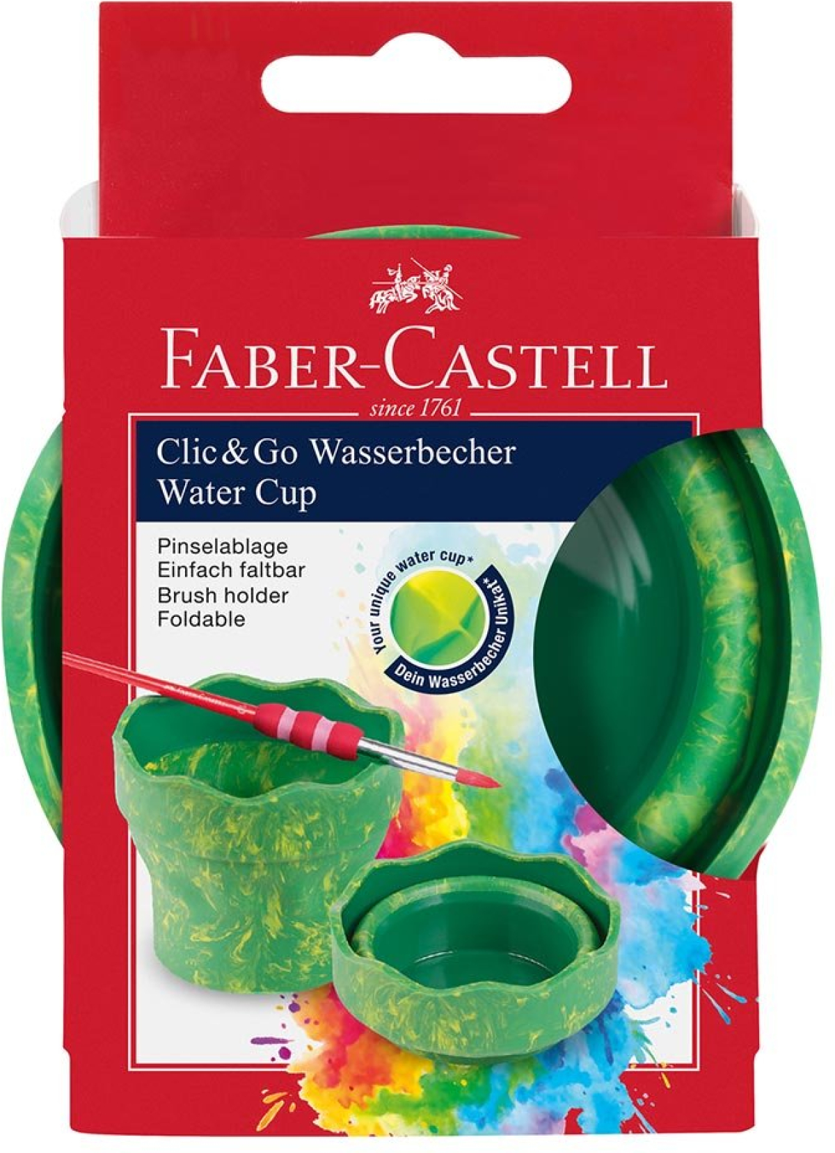 Faber-Castell Чаша за рисуване, сгъваема, зелен мраморна ниска цена с бърза доставка - BestPC.BG