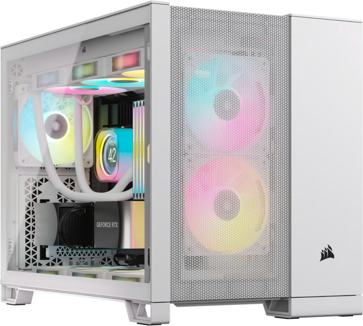 Кутия Corsair 2500D Airflow Tempered Glass Mid-Tower, Whiteна ниска цена с бърза доставка - BestPC.BG