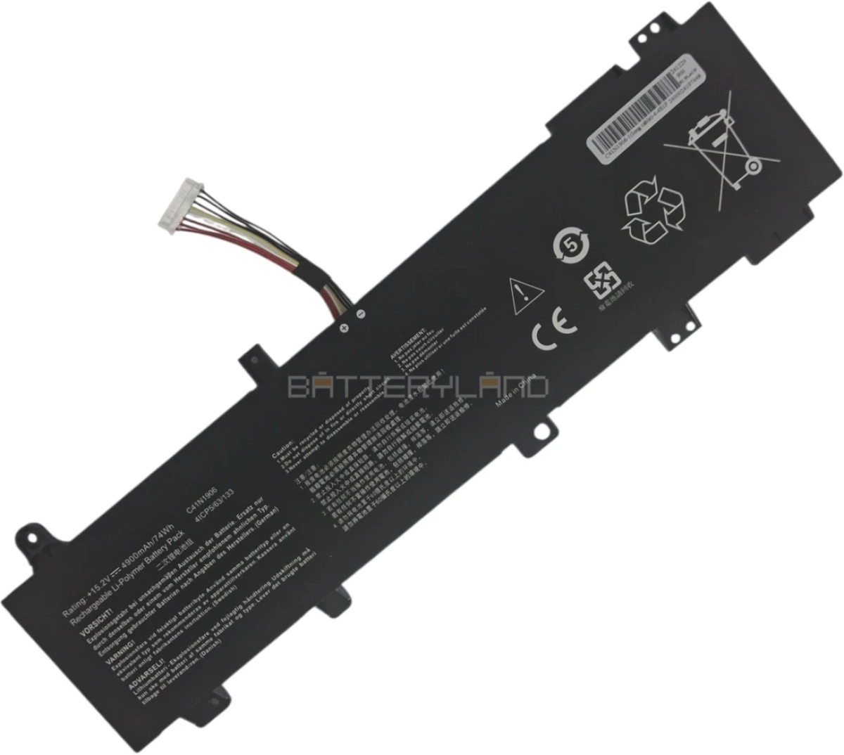 C41N1906-1 батерия за лаптоп Asus, 4 клетки, 15.2V, 74Whна ниска цена с бърза доставка - BestPC.BG