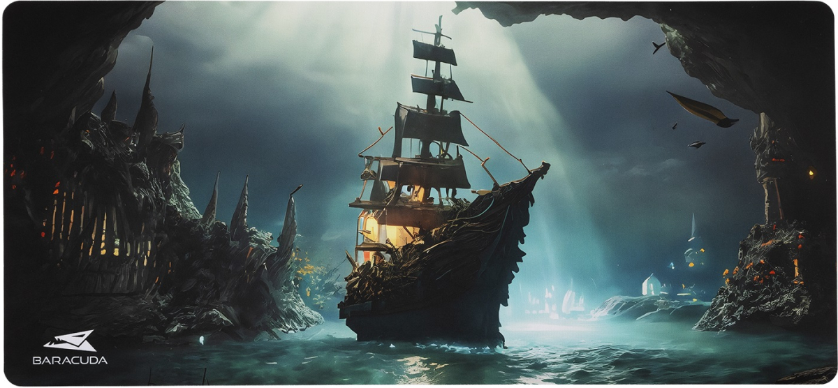 SBOX BGMP-02 :: Подложка за Мишка Baracuda GHOSTSHIP, 750x350mm, многоцветенна ниска цена с бърза доставка - BestPC.BG