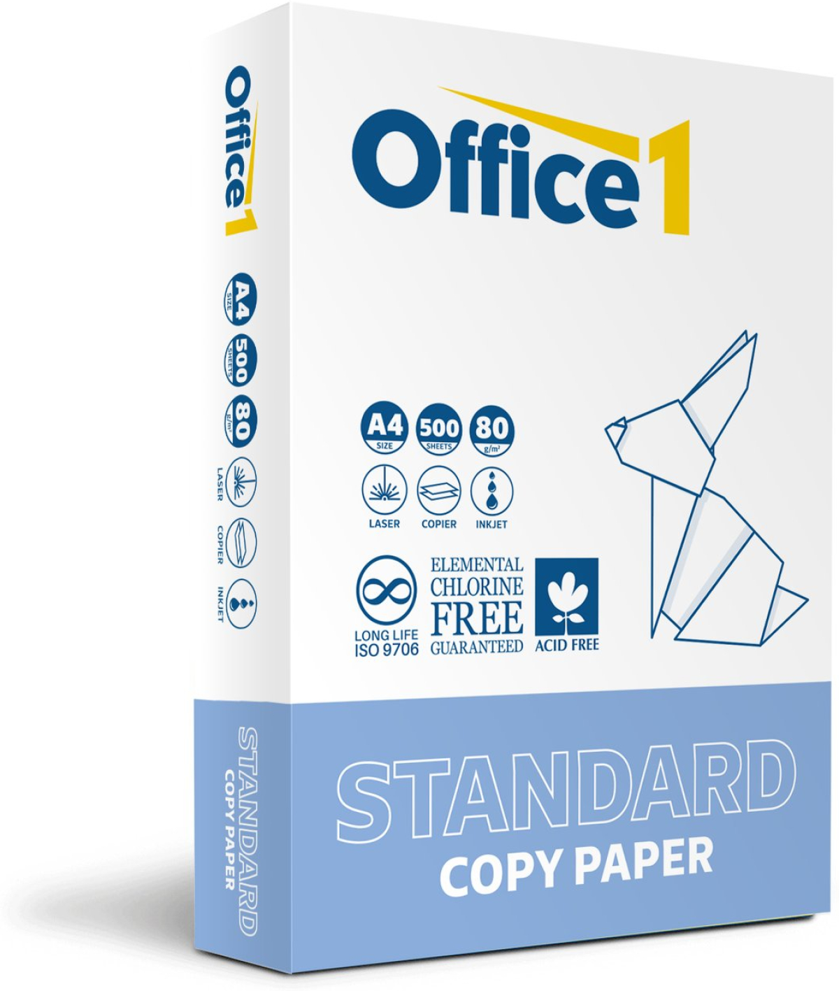 Хартия за принтер Office 1 Копирна хартия Standard, A4, 80 g-m2, 500 листана ниска цена с бърза доставка - BestPC.BG