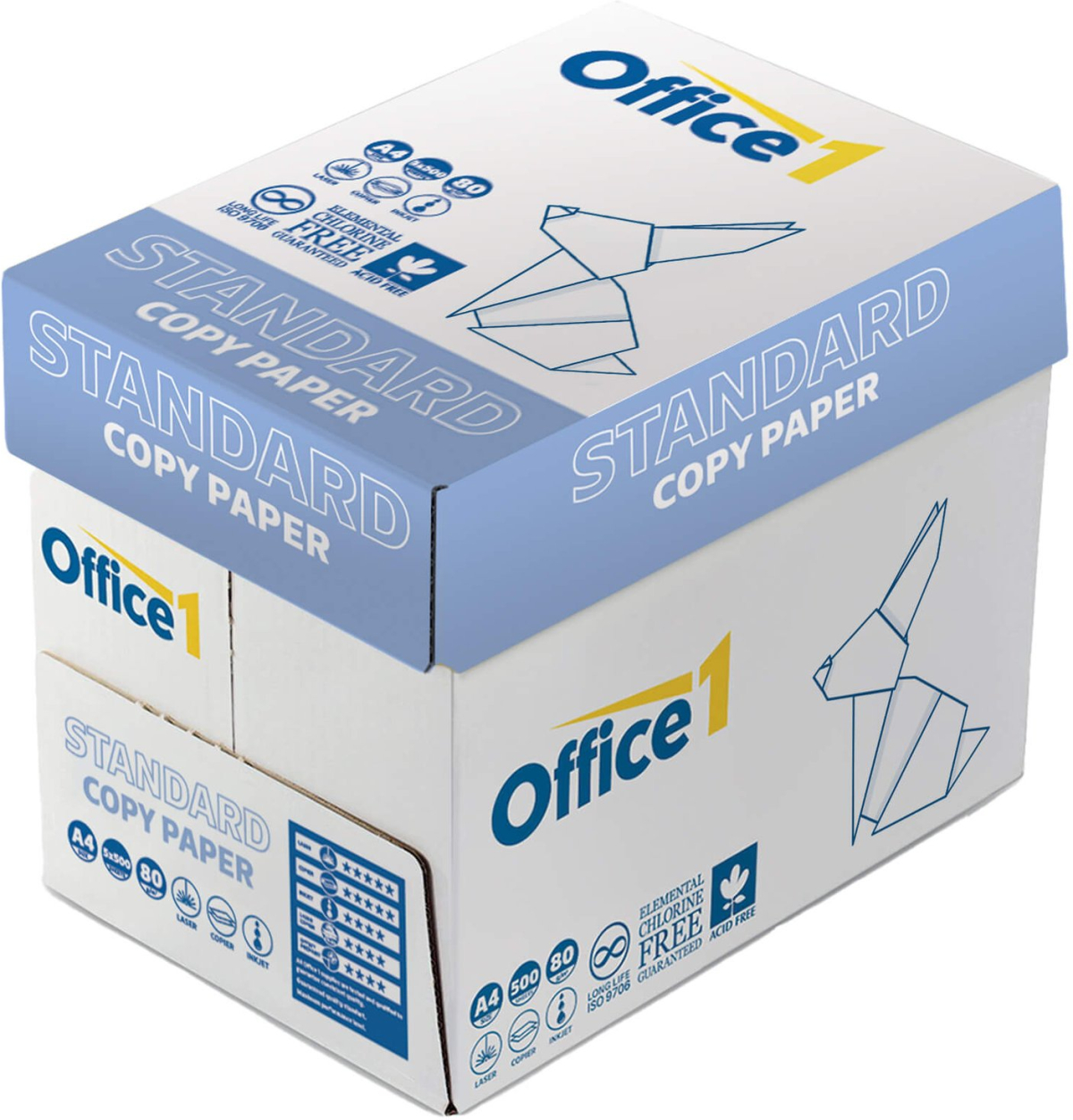 Office 1 Копирна хартия Standard, A4, 80 g-m2, 500 листа, 5 пакетана ниска цена с бърза доставка - BestPC.BG