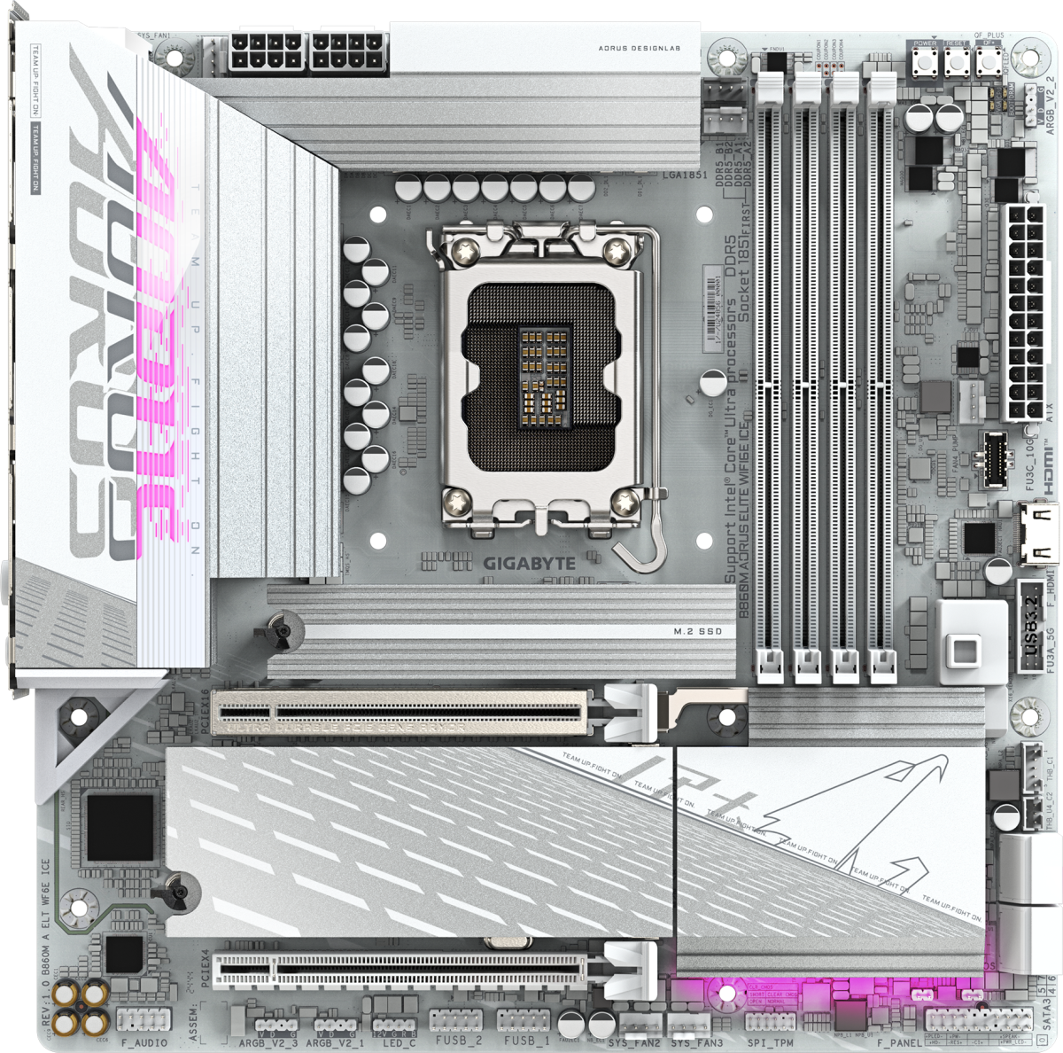 Дънна платка GIGABYTE B860M AORUS ELITE WiFi 6E ICE, LGA 1851на ниска цена с бърза доставка - BestPC.BG