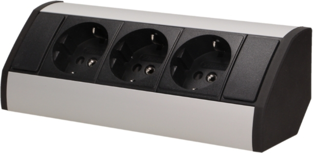 Контакт Разклонител за мебел ъглов 3x 2P+E Шуко с кабел 0.6m Черен/алуминий - Orno OR-GM-9001/B-G(GS)на ниска цена с бърза доставка - BestPC.BG