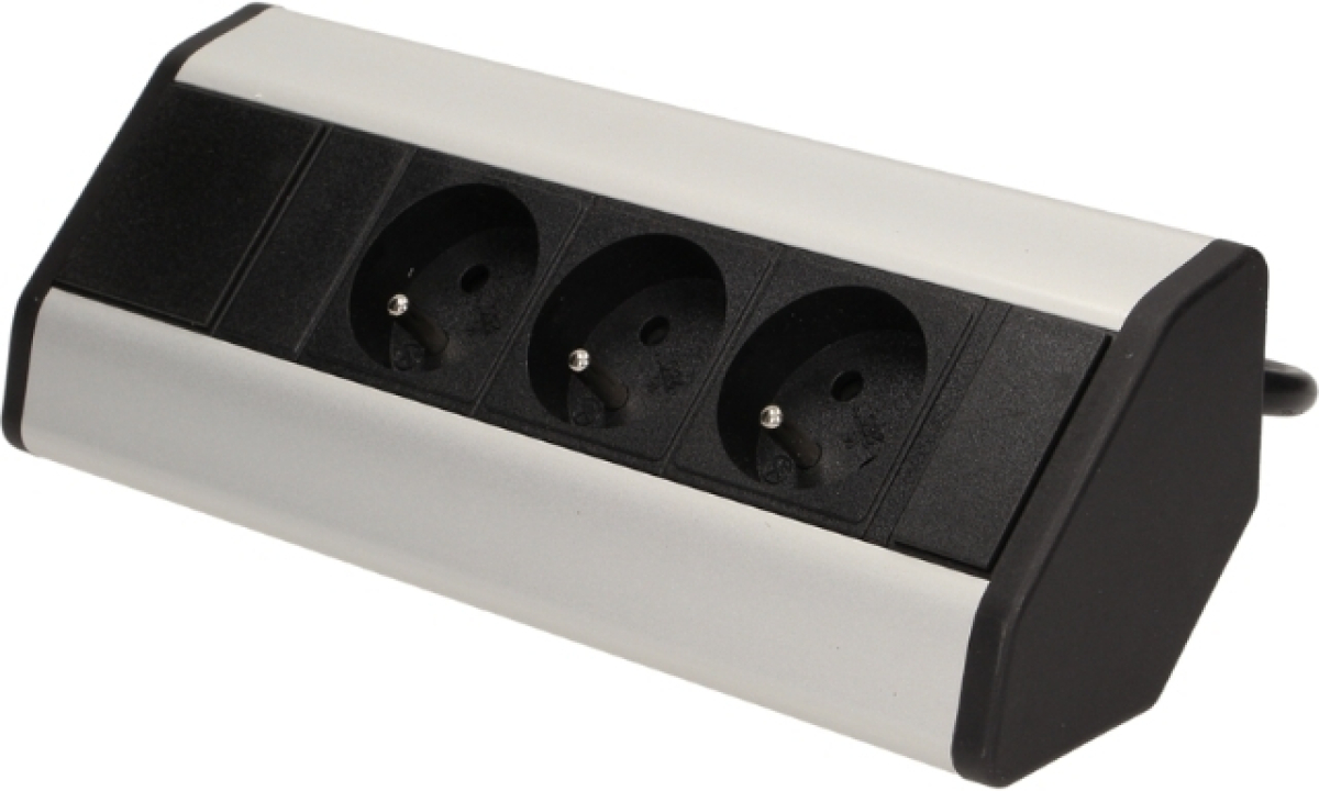 Контакт Разклонител ъглов 3x 2P+E Шуко с кабел 1.8m Черен/алуминий - Orno OR-AE-1359(GS)на ниска цена с бърза доставка - BestPC.BG