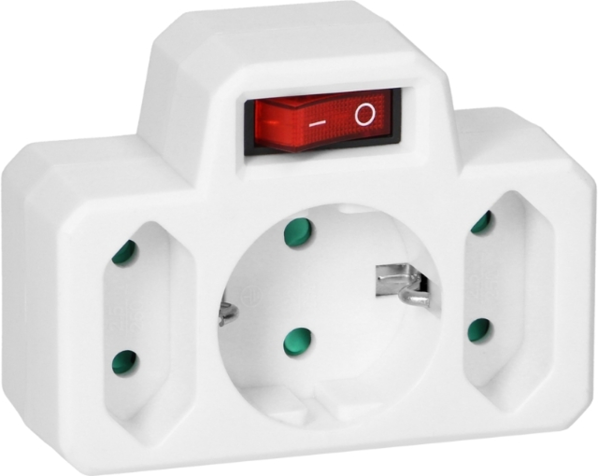 Адаптер за контакт 2x 2P Евро контакт и 1x 2P+E Шуко с ключ I/O Бял - Orno OR-AE-13191(GS)на ниска цена с бърза доставка - BestPC.BG