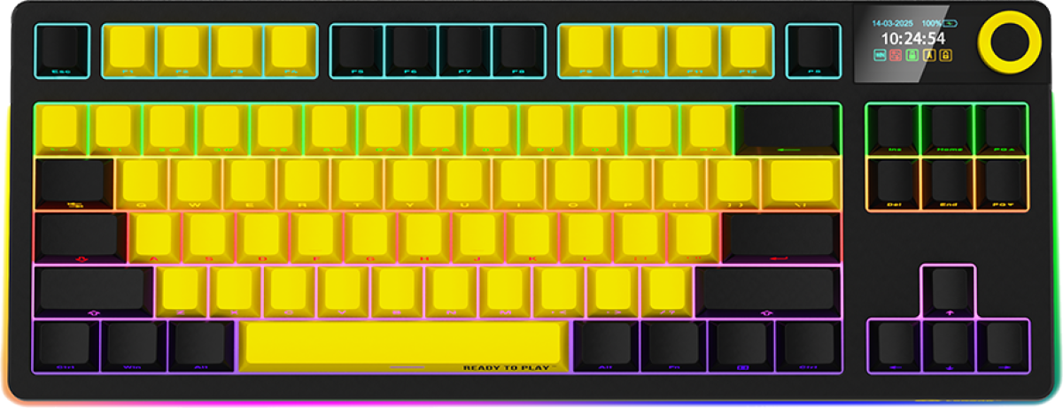 Клавиатура Геймърска LORGAR KBP70TKLW, Wireless TKL Mechanical Gaming Keyboard Pro, Black-yellow, EN layout, Жълта/Чернана ниска цена с бърза доставка - BestPC.BG
