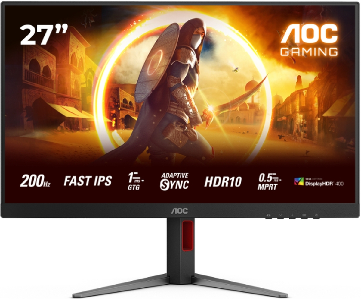 Монитор AOC 27G4HA, 27" Fast IPS WLED, 1920x1080@200Hz, 1ms GtG, 0.5ms MPRT, 300cd m-2, 1000:1, 2xHDMI, DPна ниска цена с бърза доставка - BestPC.BG