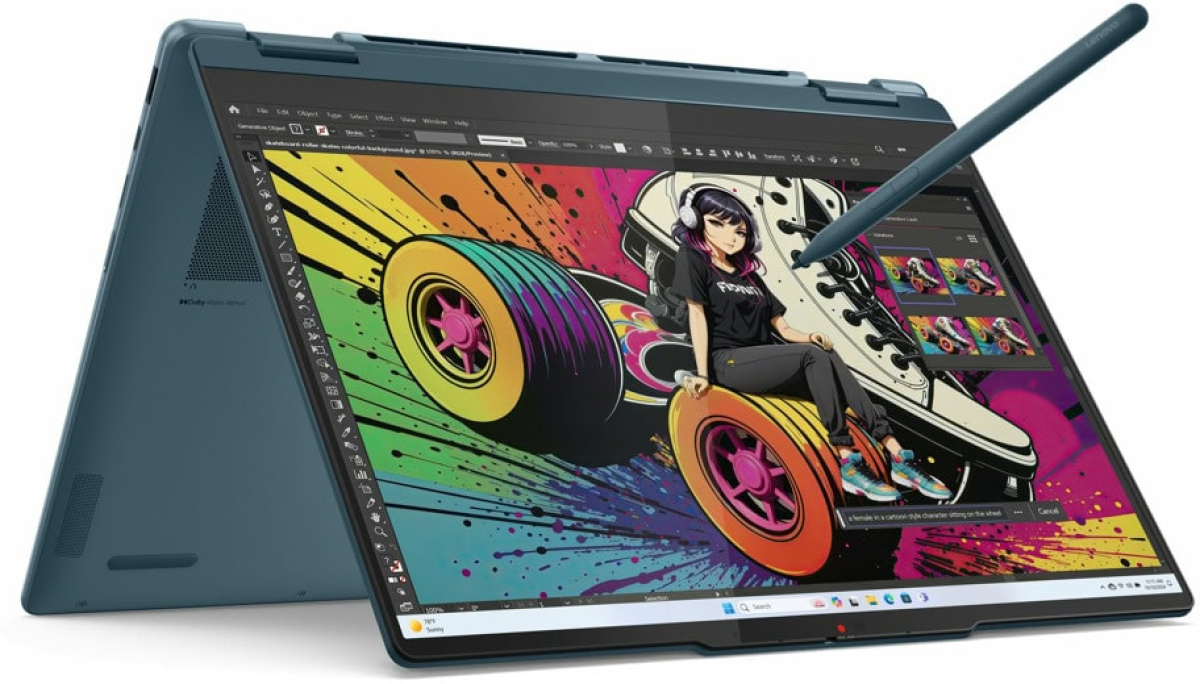 Лаптоп Lenovo Yoga 7 2-in-1 14AKP10, 14.0", Full HD+, тъчскрийн, AMD Ryzen AI 5 340, AMD Radeon 840M, 24 GB LPDDR5X, 1 TB SSD, Синна ниска цена с бърза доставка - BestPC.BG