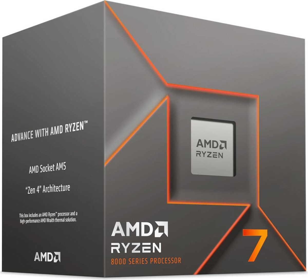 Процесор AMD CPU Desktop Ryzen 7 8C-16T 8700F (4.1GHz-5.0GHz, 24MB, 65W, AM5) MPK, with Wraith Stealth Coolerна ниска цена с бърза доставка - BestPC.BG