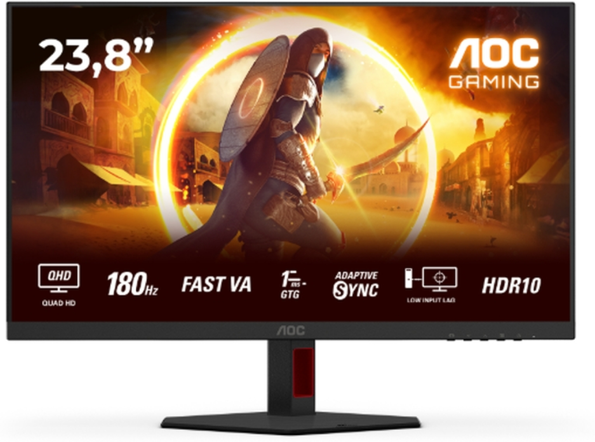 Монитор Геймърски AOC Q24G4RE, 23.8" Fast IPS WLED, 2560x1440@180Hz, 1ms GtG, 0.5ms MPRT, Low Blue Light, Tilt, HDMI, DPна ниска цена с бърза доставка - BestPC.BG