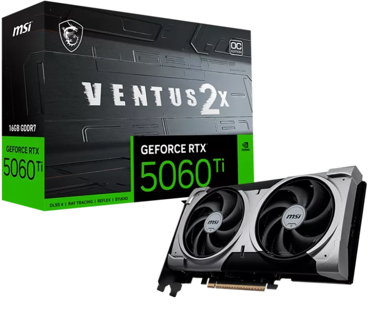 Видеокарта MSI Video Card NVIDIA GeForce RTX 5060 Ti 16G VENTUS 2X OC PLUS, 16GB GDDR7на ниска цена с бърза доставка - BestPC.BG