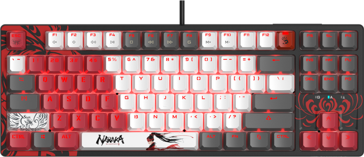А4tech Геймърска механична клавиатура Bloody Naraka S87 TKL Backlit red switch , USB, Черен/червенна ниска цена с бърза доставка - BestPC.BG