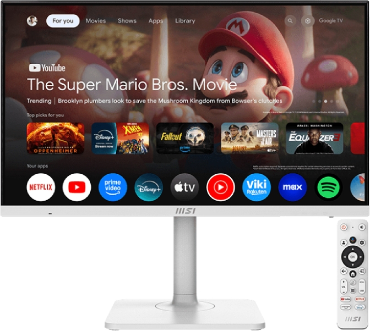 Монитор MSI Modern MD272UPSW, 27", 4ms, IPS, 3840x2160 (UHD), 16:9, Flat, Smart Google TV, Remote Control, HDMI, DP(1.4a), Бялна ниска цена с бърза доставка - BestPC.BG