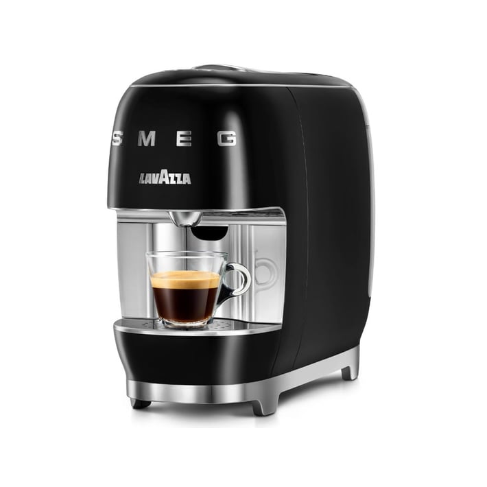 Кафемашина Lavazza A Modo Mio SMEG, 0.9 литра резервоар, регулируема поставка, 1250W, черенна ниска цена с бърза доставка - BestPC.BG