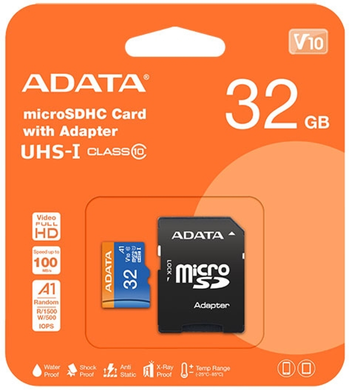 Micro SD 32GB ADATA 100-25 MB-s Cl10 V10 + Adapterна ниска цена с бърза доставка - BestPC.BG