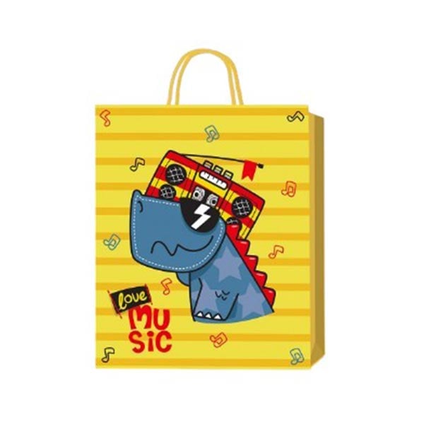 Подаръчна торбичка Динозавър, 3D, детска, 26 х 32 х 10 cm, жълтана ниска цена с бърза доставка - BestPC.BG