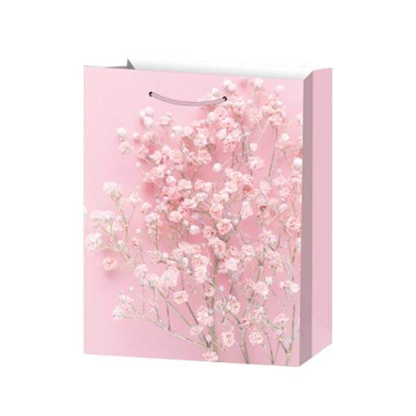 Подаръчна торбичка, цветя, 26 х 32 х 10 cm, розована ниска цена с бърза доставка - BestPC.BG
