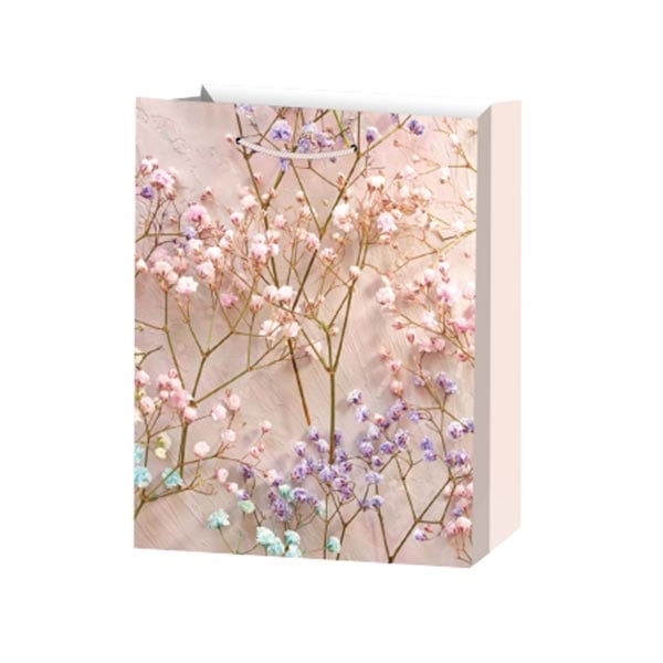 Подаръчна торбичка, цветя, 26 х 32 х 10 cm, бежована ниска цена с бърза доставка - BestPC.BG