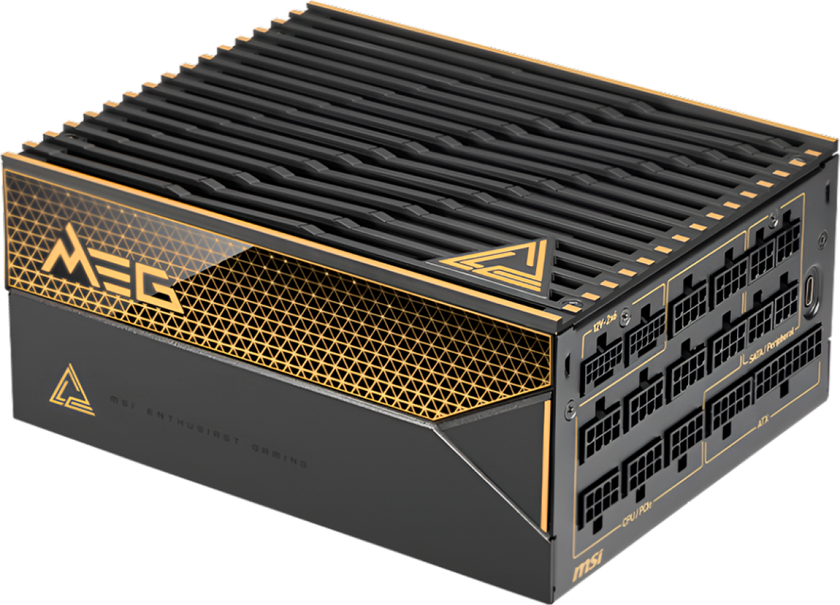 Захранване MSI MEG Ai1600T PCIE5 Power Supply 1600W, 80 PLUS Titanium, Dual PCIe 5.1 Cables, ATX 3.1, Interleaved PFC, Braided Cablesна ниска цена с бърза доставка - BestPC.BG