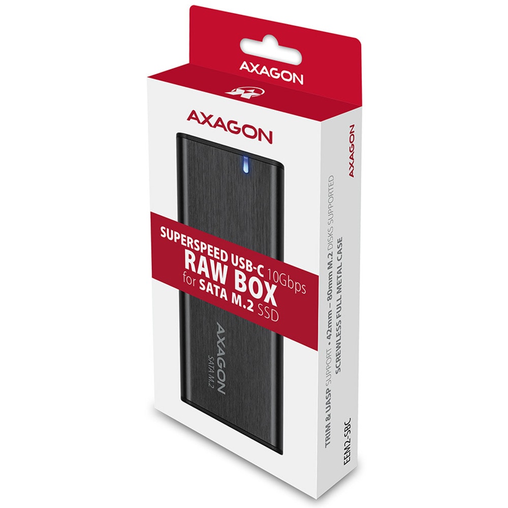 Кутия/Чекмедже за HDD AXAGON EEM2-SD2 USB-C 3.2 Gen 2 - M.2 NVMe - SATA SSD 30-80mm ALU box grey, LCD displayна ниска цена с бърза доставка - BestPC.BG